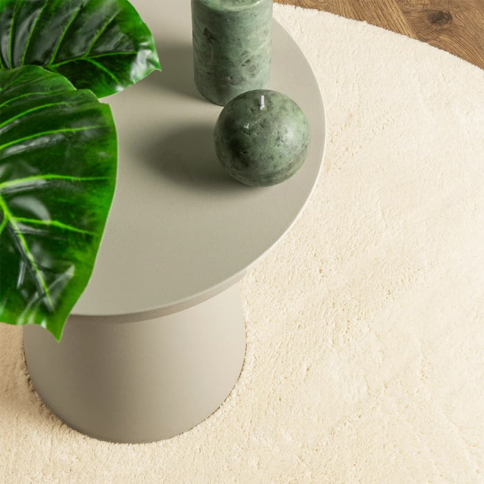 Tappeto a Pelo Corto HUARTE Morbido e Lavabile Crema Ø 160 cm 375049