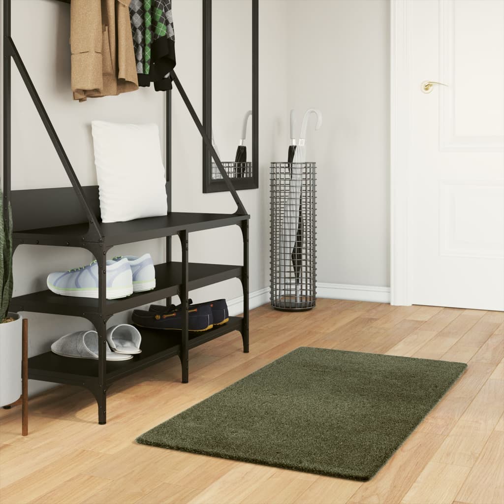 Tappeto Pelo Corto HUARTE Morbido Lavabile Verde Bosco 60x110cmcod mxl 109954