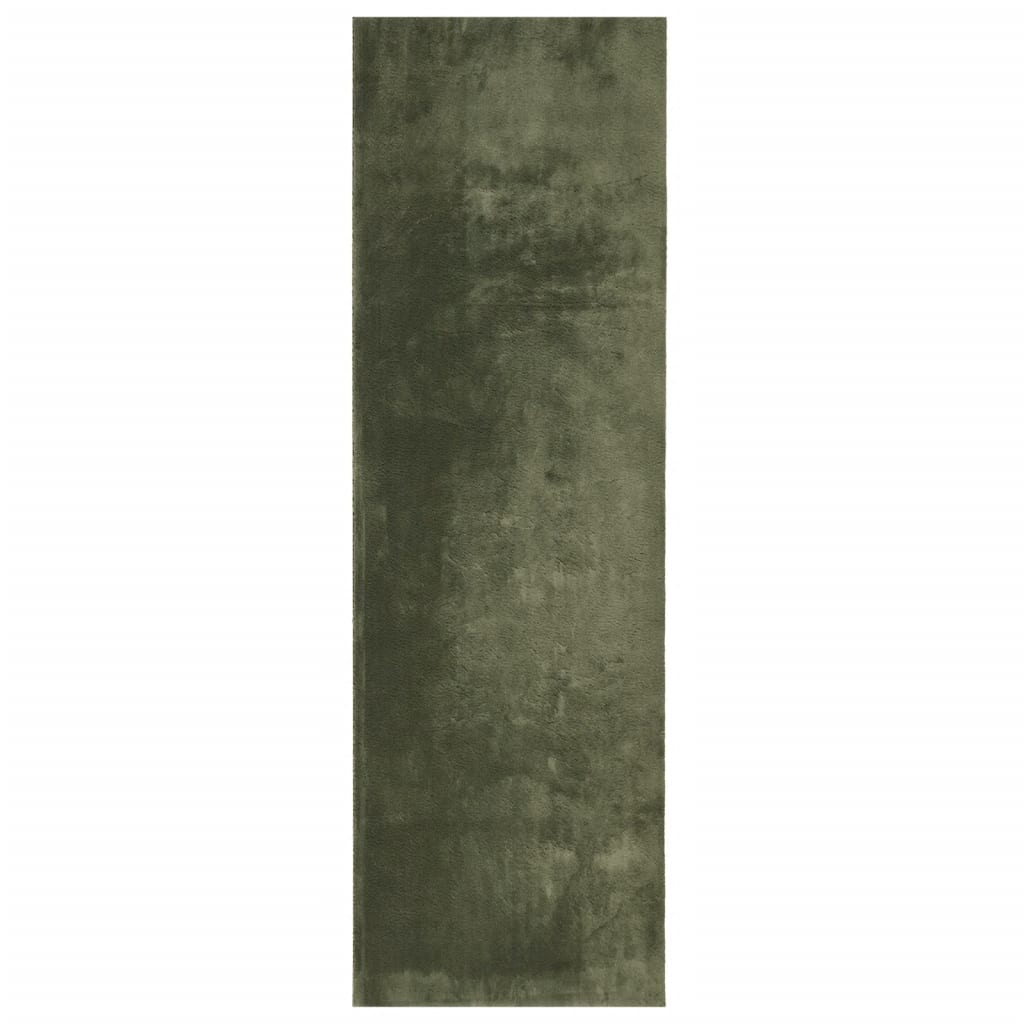 Tappeto Pelo Corto HUARTE Morbido Lavabile Verde Bosco 80x250cm 375092