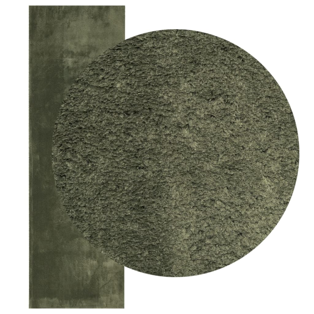 Tappeto Pelo Corto HUARTE Morbido Lavabile Verde Bosco 80x250cm 375092