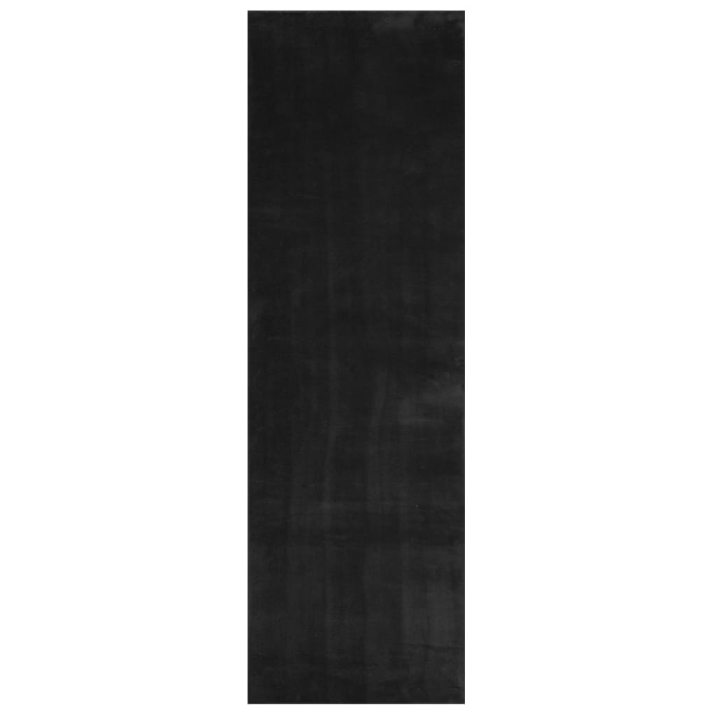 Tappeto a Pelo Corto HUARTE Morbido e Lavabile Nero 80x250 cm 375111