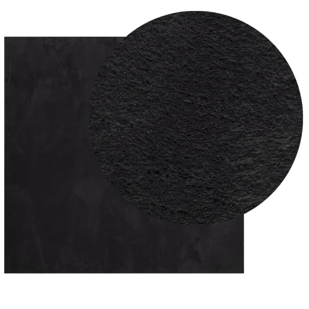 Tappeto a Pelo Corto HUARTE Morbido e Lavabile Nero 120x120cm 375113