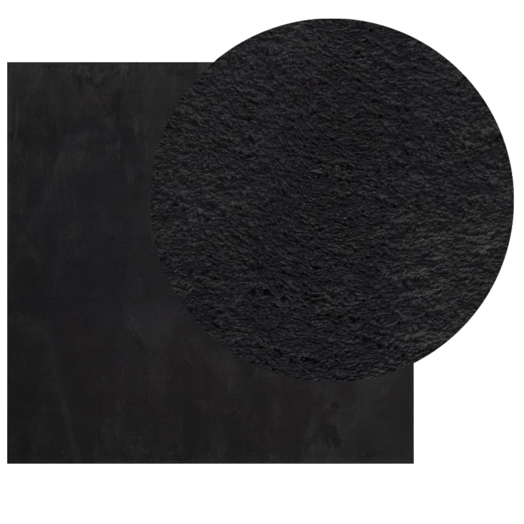 Tappeto a Pelo Corto HUARTE Morbido e Lavabile Nero 200x200cm 375118