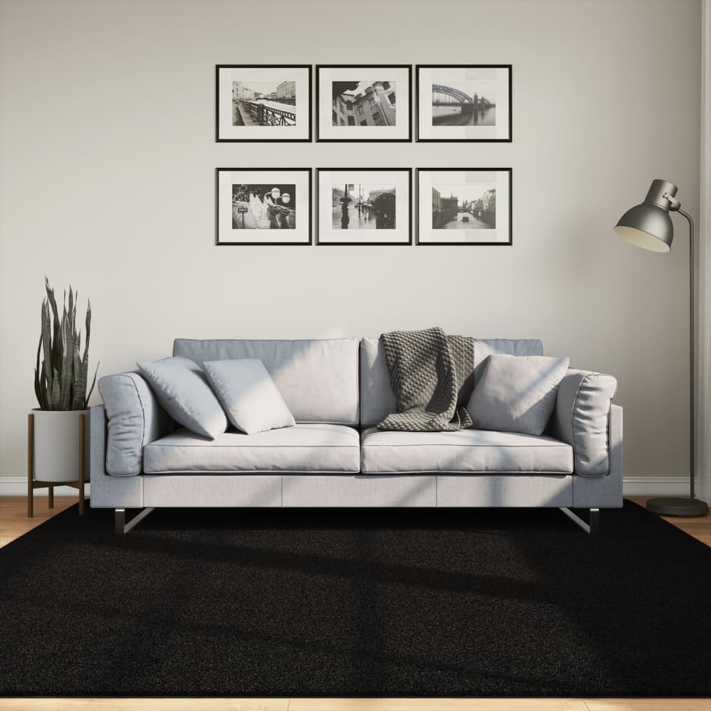 Tappeto a Pelo Corto HUARTE Morbido e Lavabile Nero 200x200cm 375118