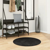 Tappeto a Pelo Corto HUARTE Morbido e Lavabile Nero Ø 80 cm 375122