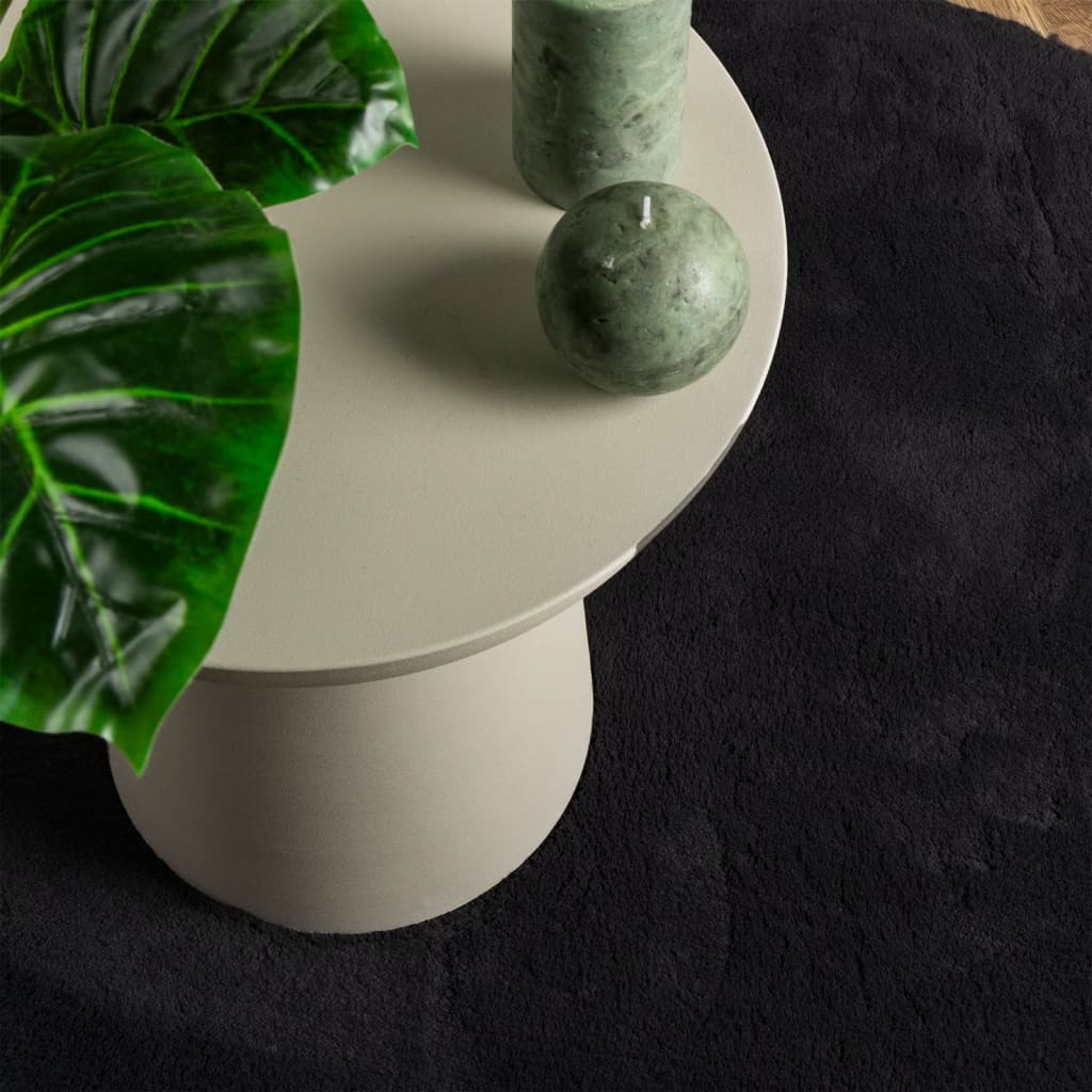 Tappeto a Pelo Corto HUARTE Morbido e Lavabile Nero Ø 160 cm 375125