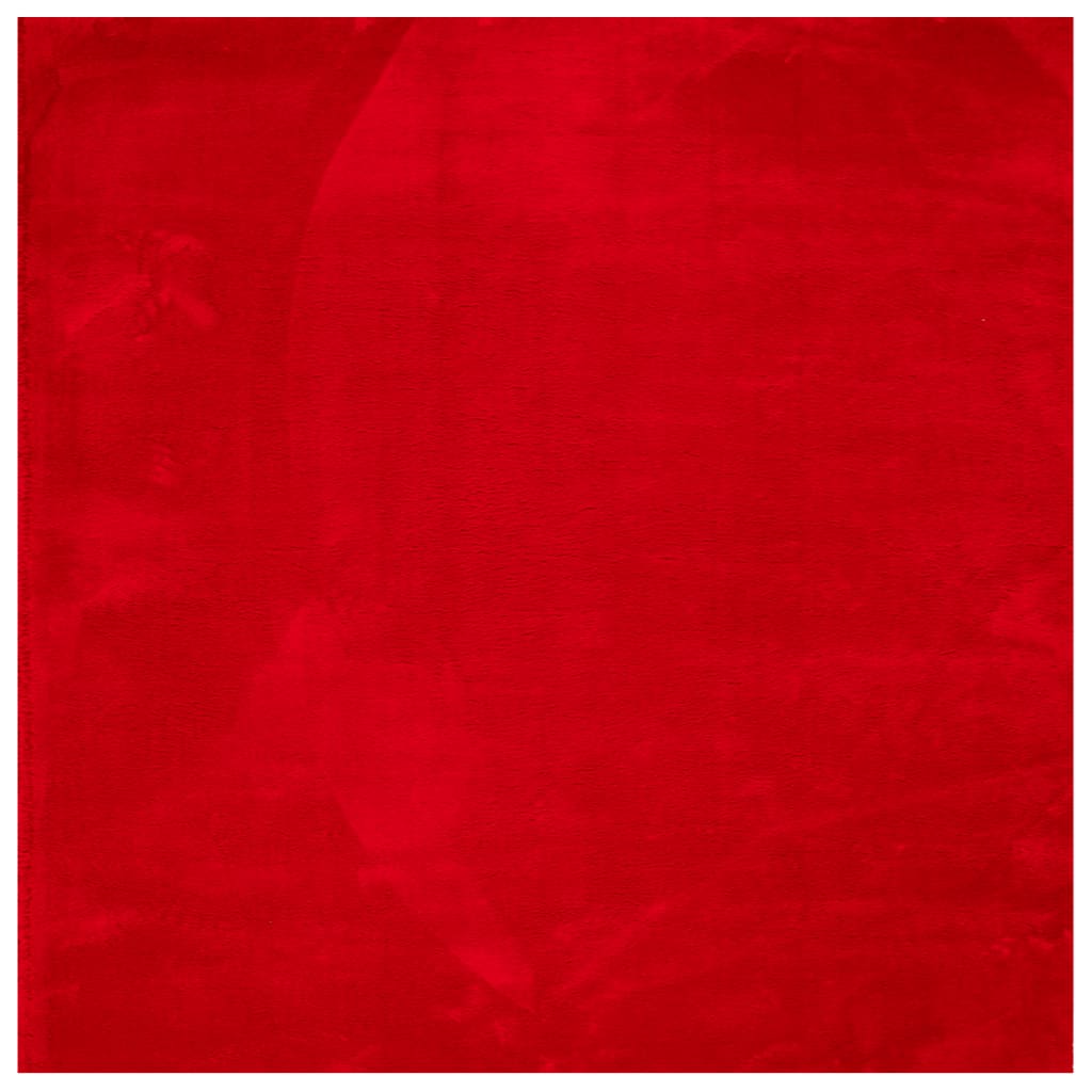 Tappeto a Pelo Corto HUARTE Morbido e Lavabile Rosso 160x160cm 375173