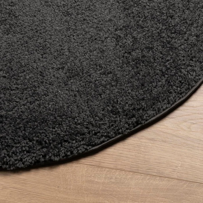Tappeto Shaggy PAMPLONA a Pelo Lungo Moderno Nero Ø 80 cm 375199