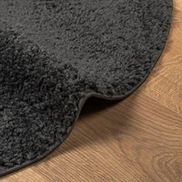 Tappeto Shaggy PAMPLONA a Pelo Lungo Moderno Nero Ø 80 cm 375199