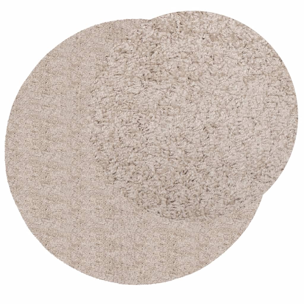 Tappeto Shaggy PAMPLONA a Pelo Lungo Moderno Beige Ø 80 cm 375221
