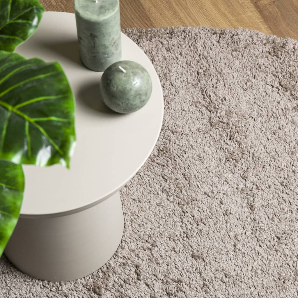 Tappeto Shaggy PAMPLONA a Pelo Lungo Moderno Beige Ø 80 cm 375221