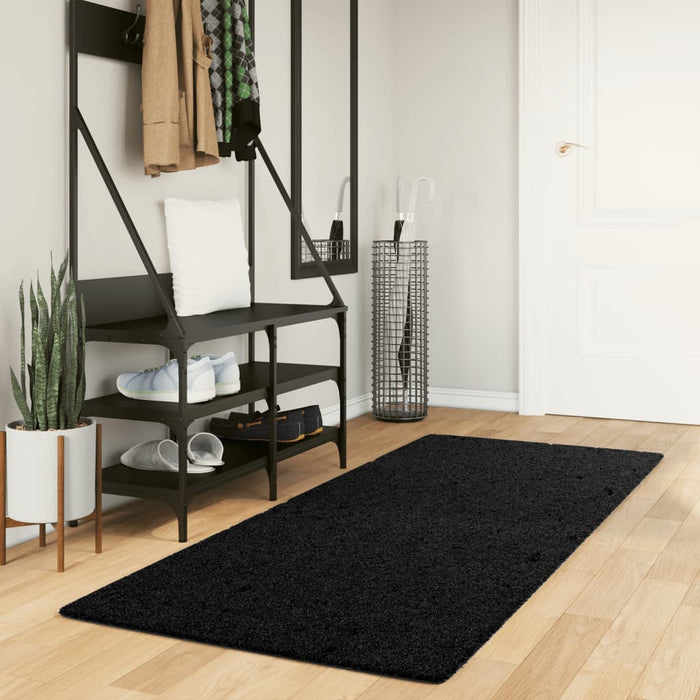 Tappeto Shaggy PAMPLONA a Pelo Lungo Moderno Nero 80x200 cm 375274