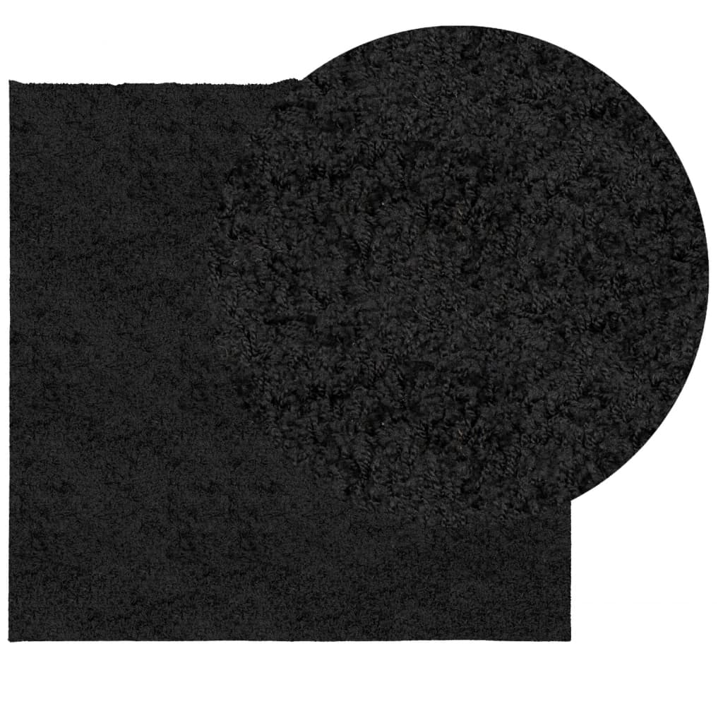 Tappeto Shaggy a Pelo Lungo Moderno Nero 160x160 cmcod mxl 91719