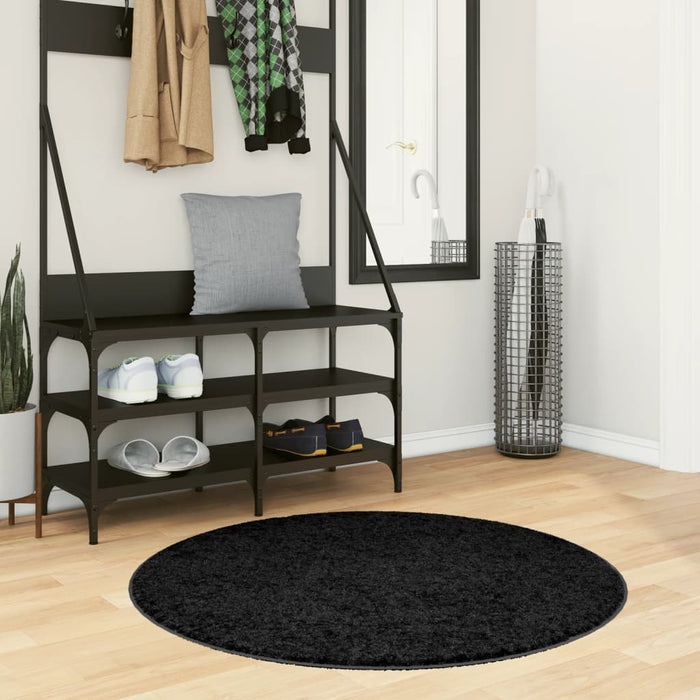 Tappeto Shaggy PAMPLONA a Pelo Lungo Moderno Nero Ø 100 cm 375288