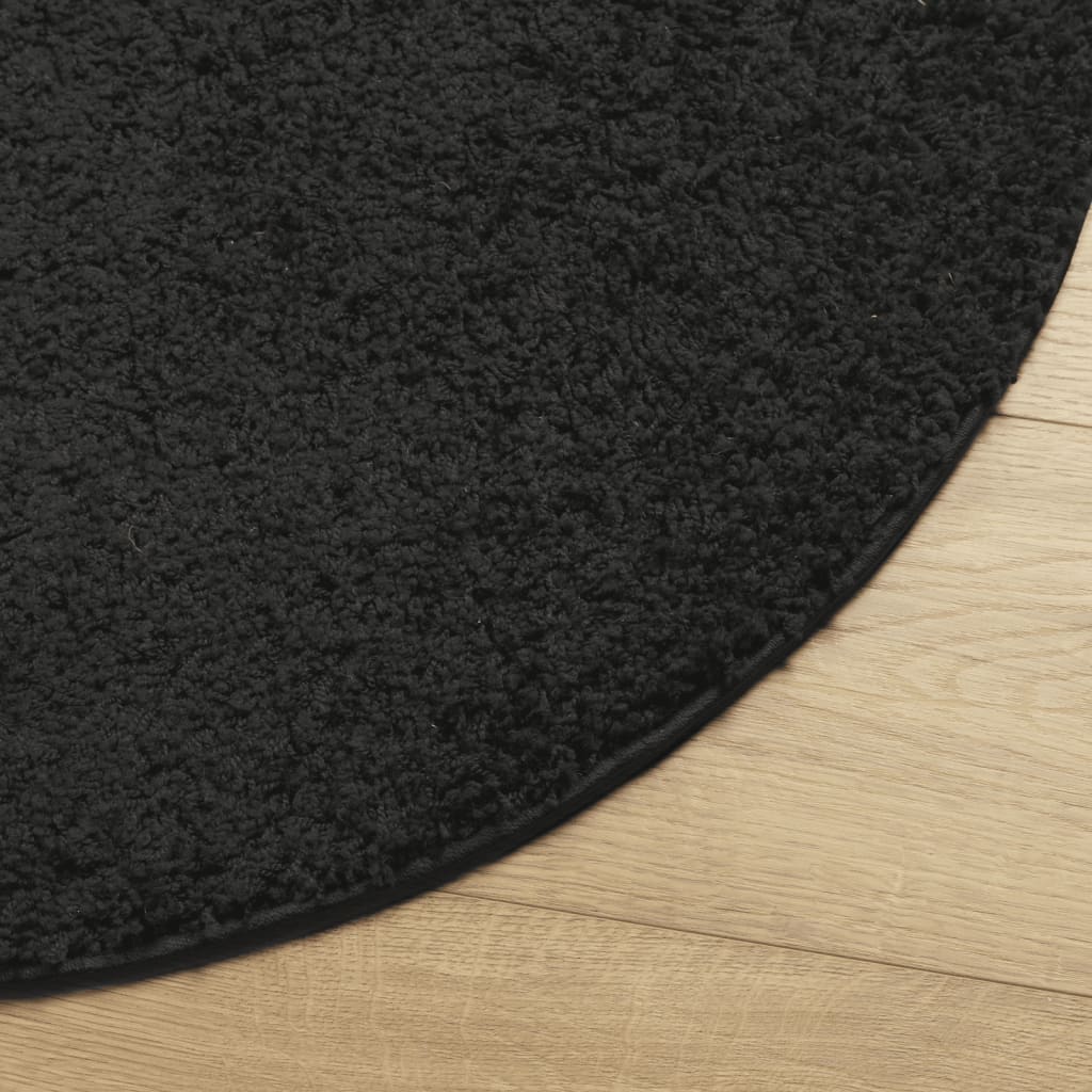 Tappeto Shaggy PAMPLONA a Pelo Lungo Moderno Nero Ø 280 cm 375293