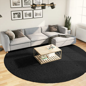 Tappeto Shaggy PAMPLONA a Pelo Lungo Moderno Nero Ø 280 cm 375293