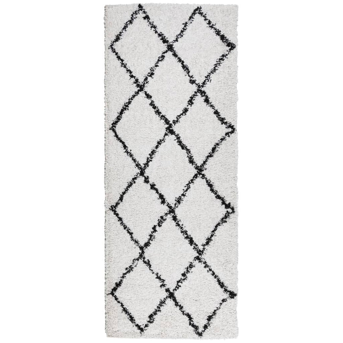 Tappeto Shaggy PAMPLONA a Pelo Lungo Crema e Nero 80x200 cm 375362