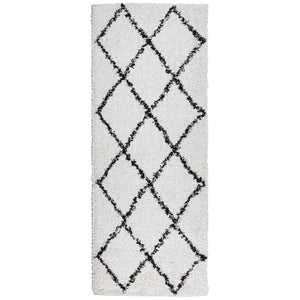 Tappeto Shaggy PAMPLONA a Pelo Lungo Crema e Nero 80x200 cm 375362