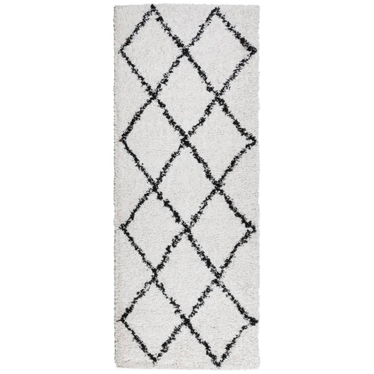 Tappeto Shaggy PAMPLONA a Pelo Lungo Crema e Nero 80x200 cm