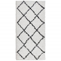 Tappeto Shaggy a Pelo Lungo Moderno Crema e Nero 100x200 cmcod mxl 90647