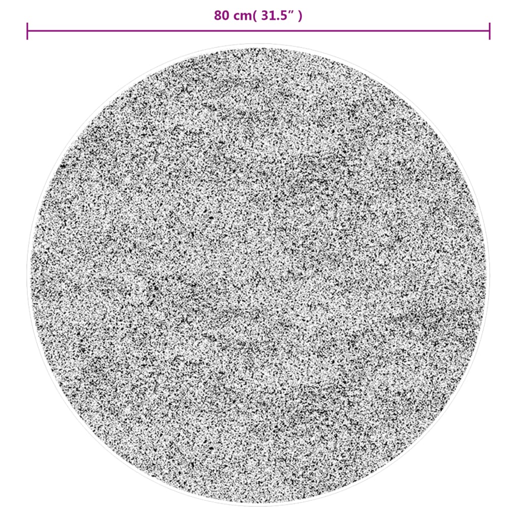 Tappeto Shaggy PAMPLONA a Pelo Lungo Beige e Antracite Ø 80 cm 375397