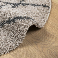 Tappeto Shaggy PAMPLONA a Pelo Lungo Beige e Antracite Ø 160 cm 375400