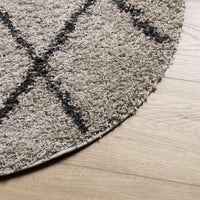 Tappeto Shaggy PAMPLONA a Pelo Lungo Beige e Antracite Ø 240 cm 375402