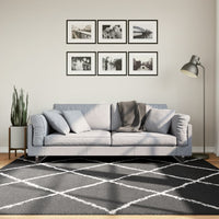Tappeto Shaggy PAMPLONA a Pelo Lungo Nero e Crema 200x200 cm 375414