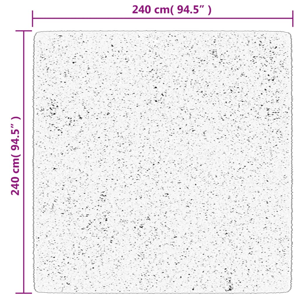 Tappeto Shaggy PAMPLONA a Pelo Lungo Nero e Crema 240x240 cm 375416