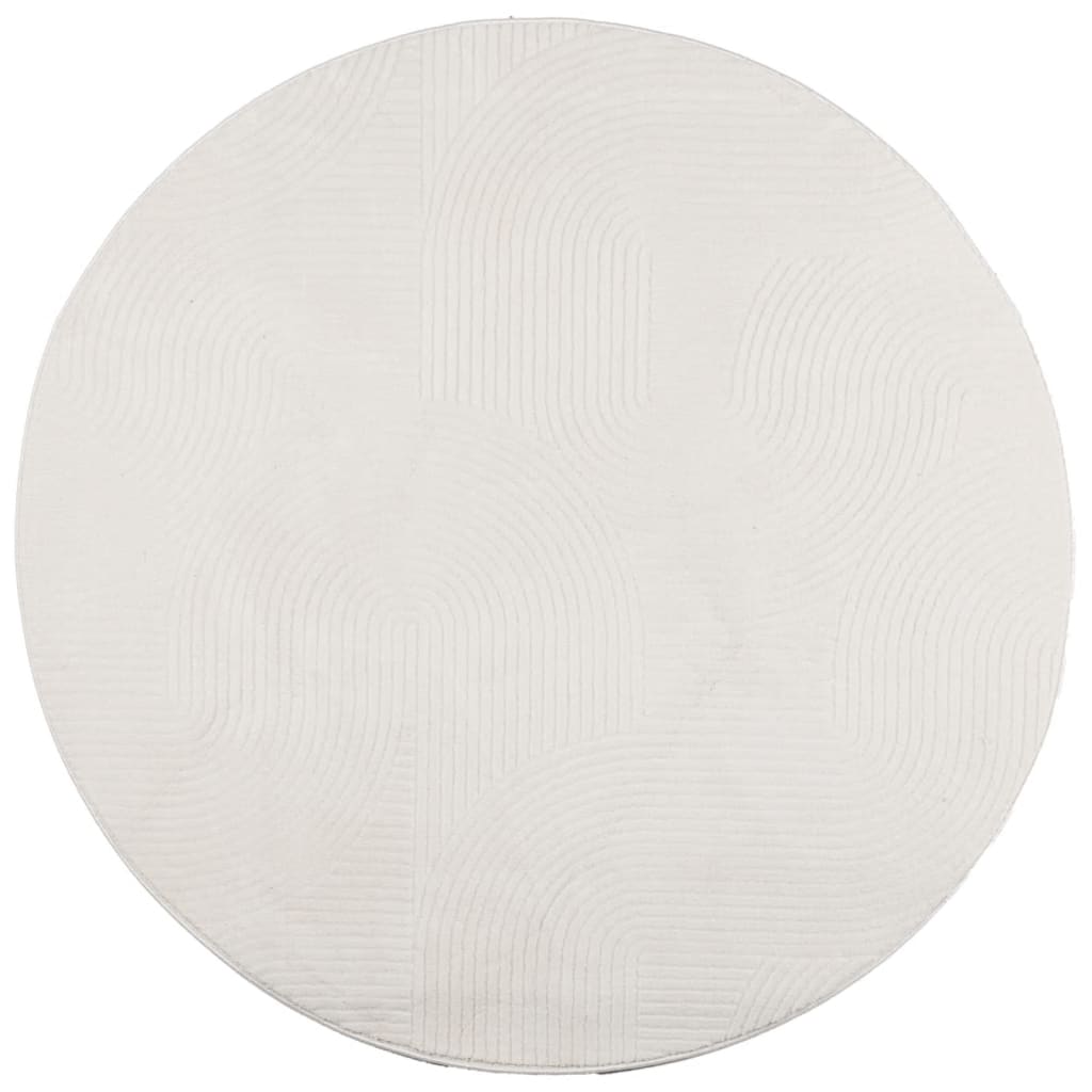 Tappeto IZA a Pelo Corto con Aspetto Scandinavo Crema Ø 120 cm 375447