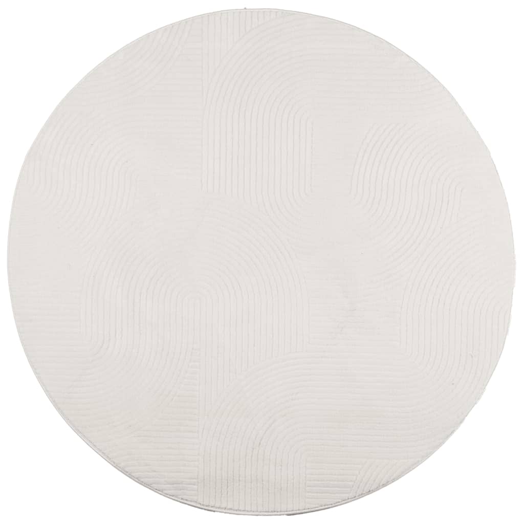 Tappeto IZA a Pelo Corto con Aspetto Scandinavo Crema Ø 160 cm 375448