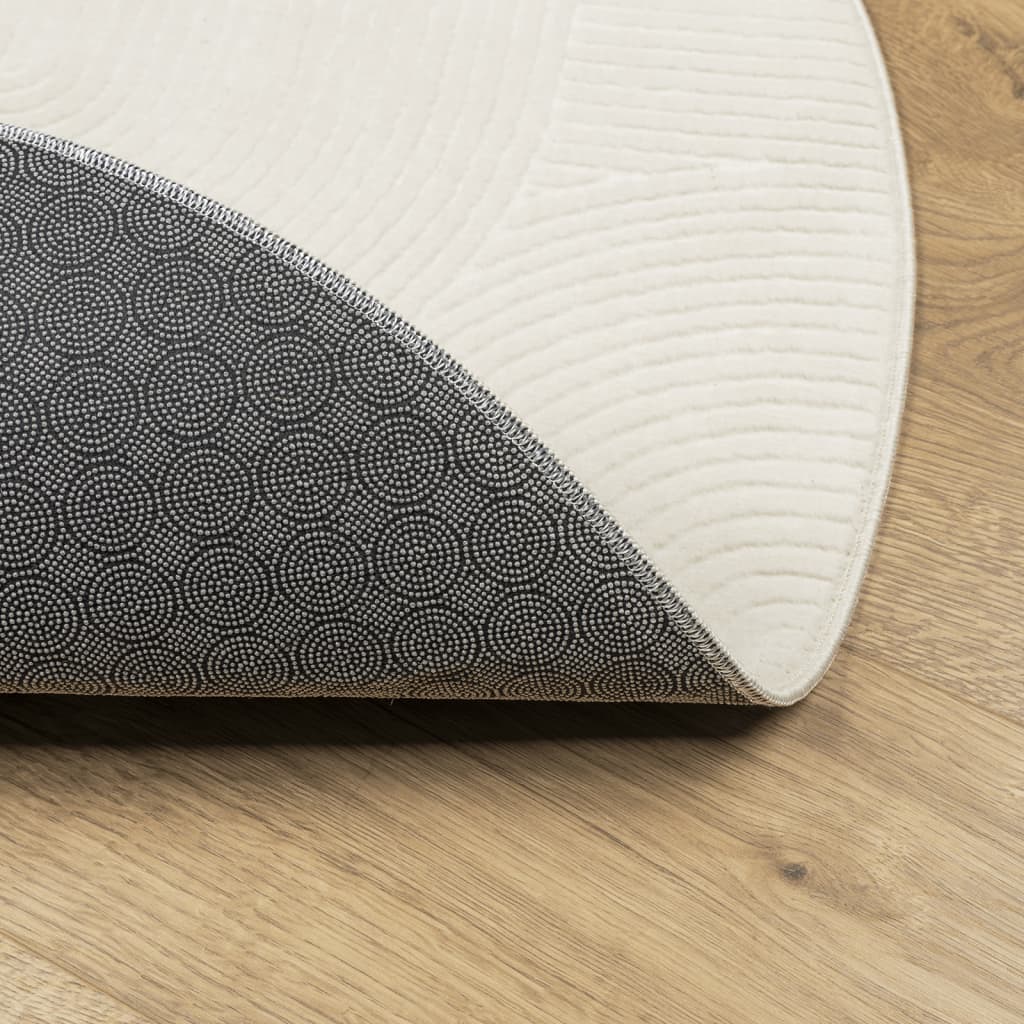 Tappeto IZA a Pelo Corto con Aspetto Scandinavo Crema Ø 160 cm 375448