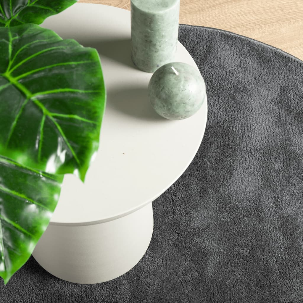 Tappeto OVIEDO a Pelo Corto Antracite Ø 200 cm 375481