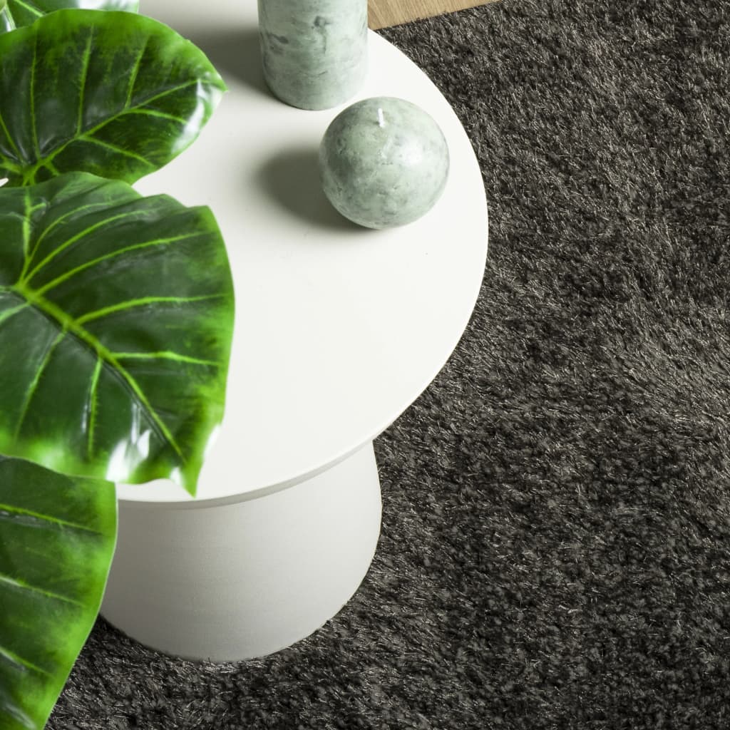 Tappeto a Pelo Lucido Lungo ISTAN Effetto Antracite 160x230 cm 375642