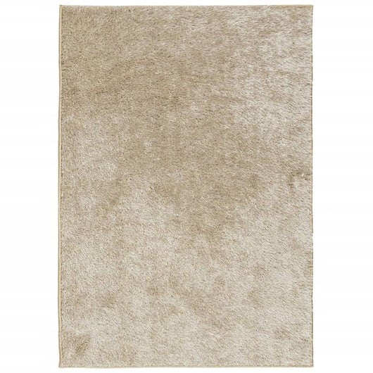 Tappeto a Pelo Lucido Lungo ISTAN Effetto Beige 160x230 cm 375654