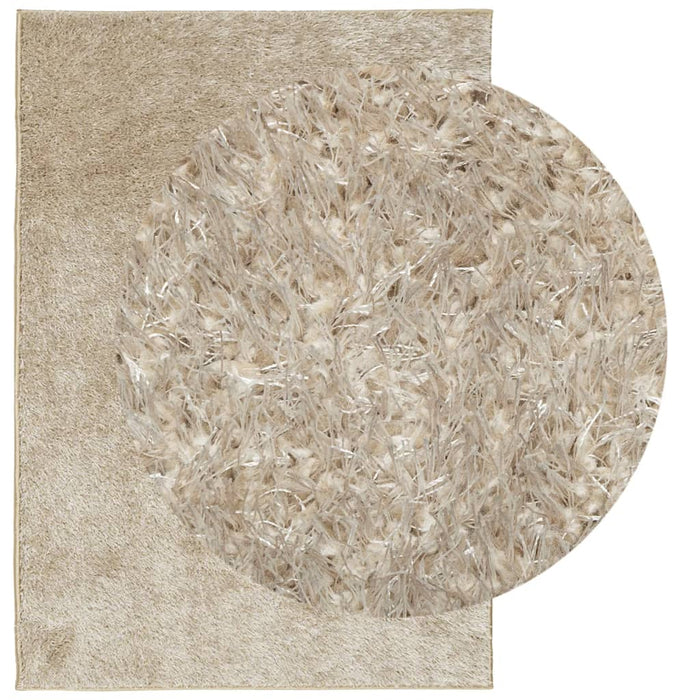 Tappeto a Pelo Lucido Lungo ISTAN Effetto Beige 160x230 cm 375654