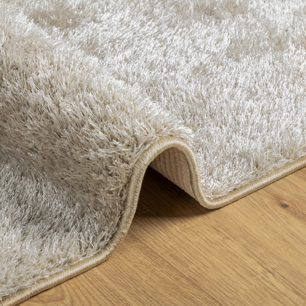 Tappeto a Pelo Lucido Lungo ISTAN Effetto Beige 160x230 cm 375654