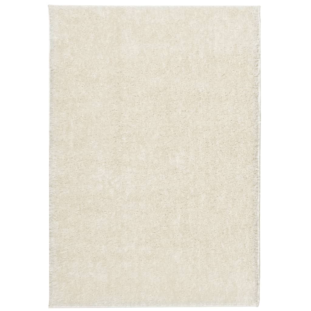 Tappeto a Pelo Lucido Lungo ISTAN Effetto Crema 140x200 cm 375665