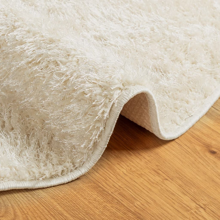 Tappeto a Pelo Lucido Lungo ISTAN Effetto Crema Ø 80 cm 375669