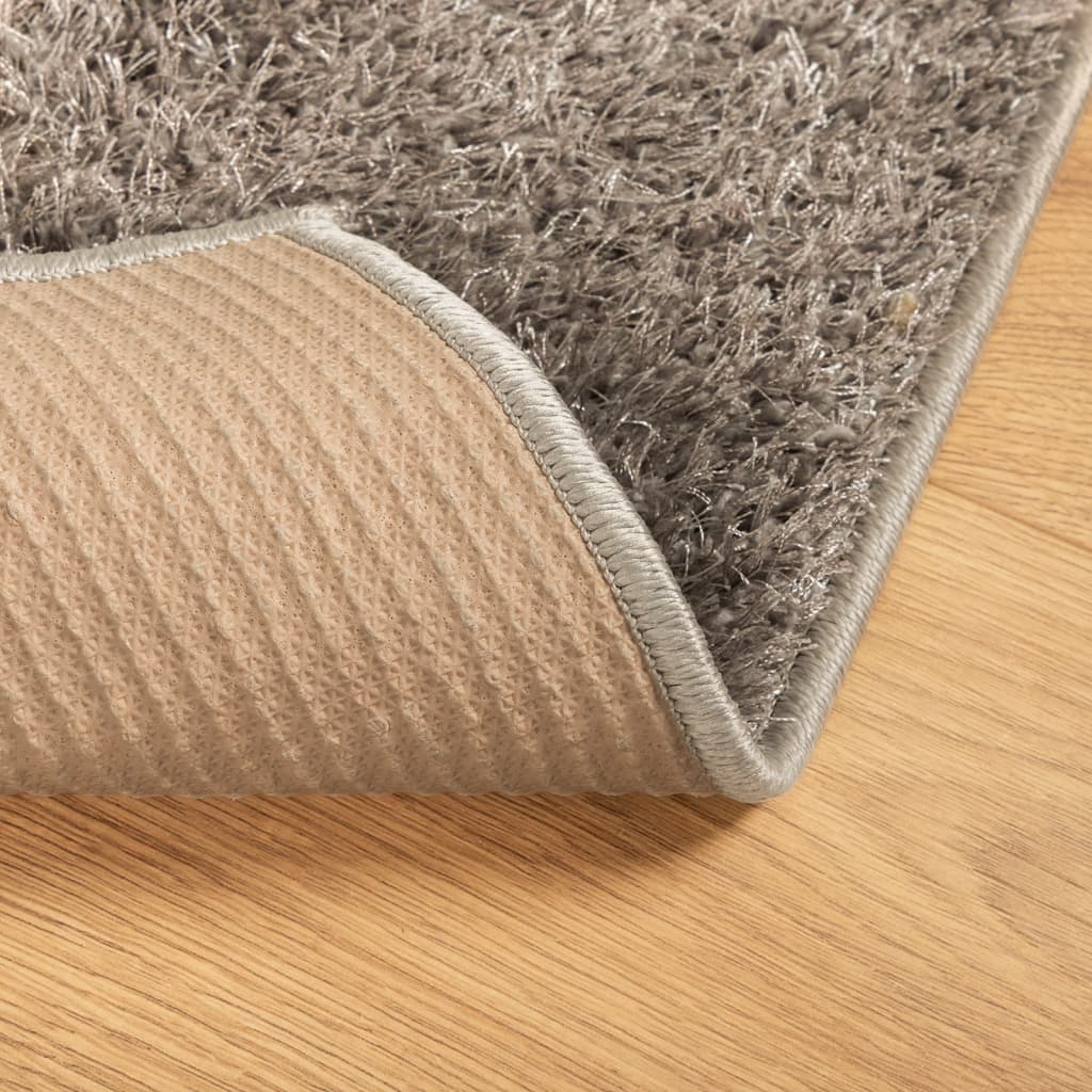 Tappeto a Pelo Lucido Lungo ISTAN Effetto Grigio 140x200 cm 375677