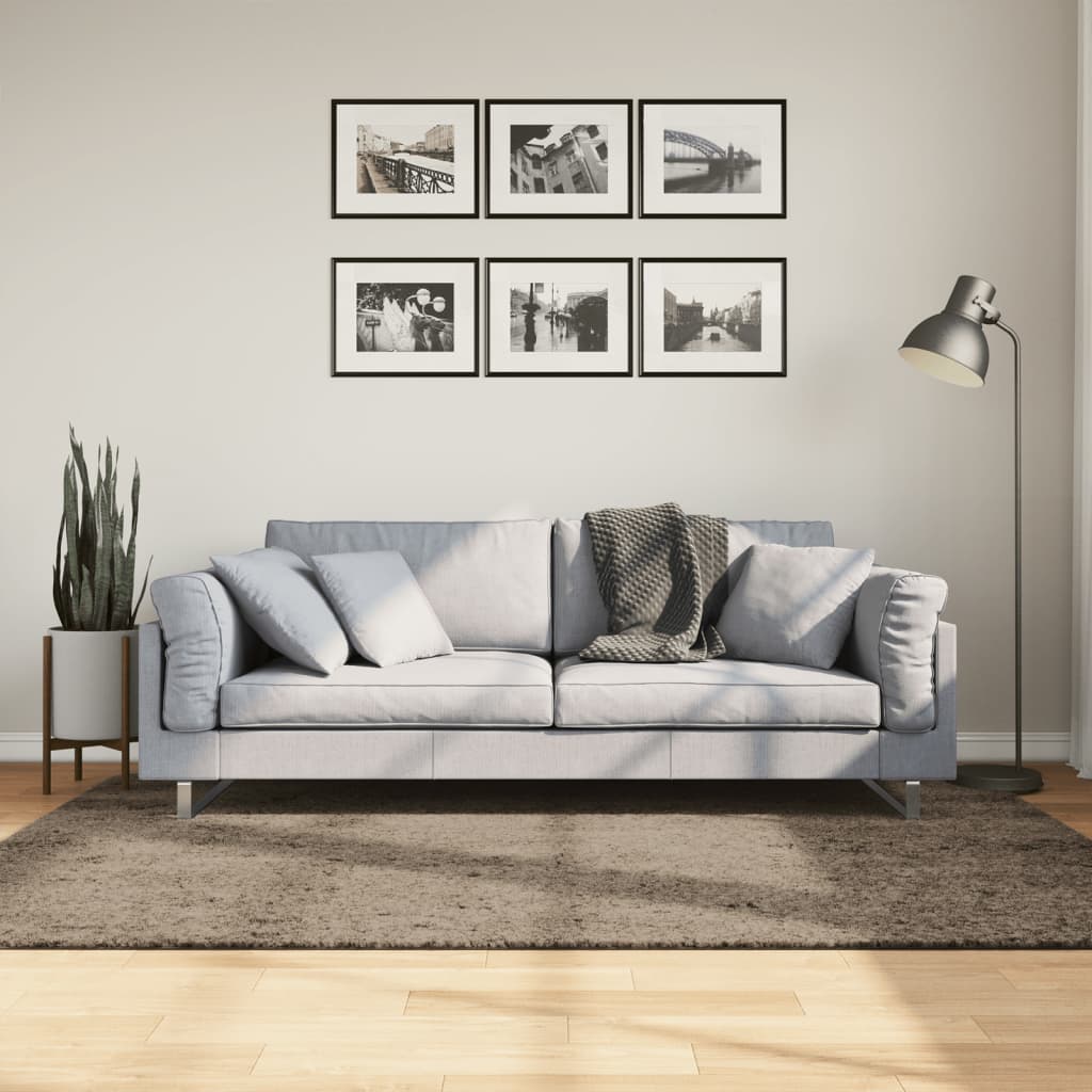 Tappeto a Pelo Lucido Lungo ISTAN Effetto Grigio 140x200 cm 375677