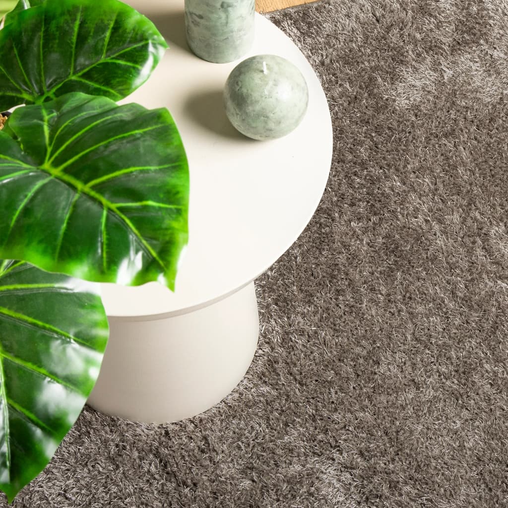 Tappeto a Pelo Lucido Lungo ISTAN Effetto Grigio 160x230 cm 375678