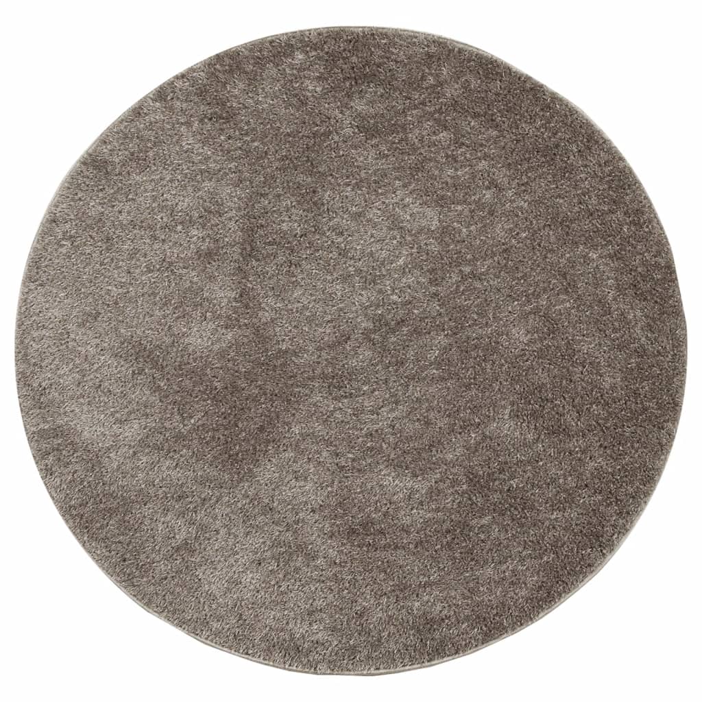 Tappeto a Pelo Lucido Lungo ISTAN Effetto Grigio Ø 120 cm 375683