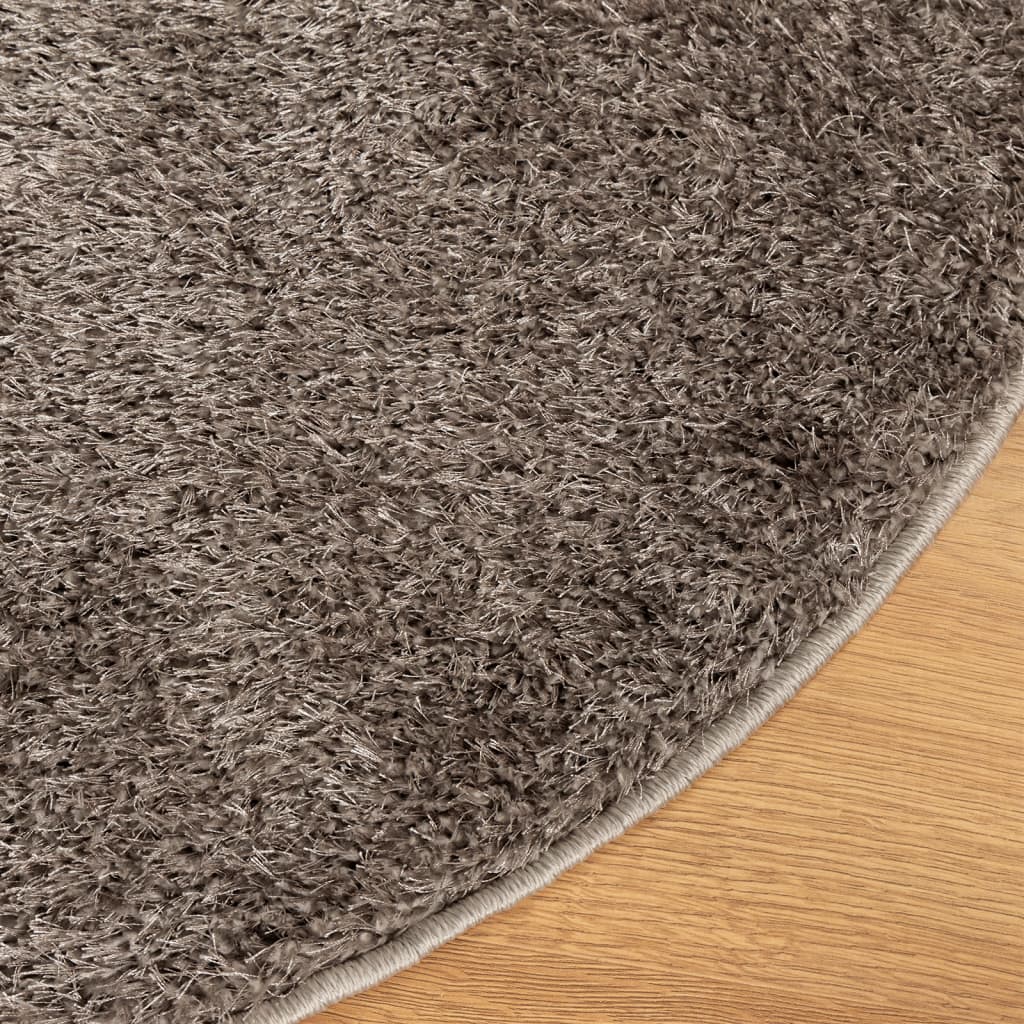 Tappeto a Pelo Lucido Lungo ISTAN Effetto Grigio Ø 120 cm 375683
