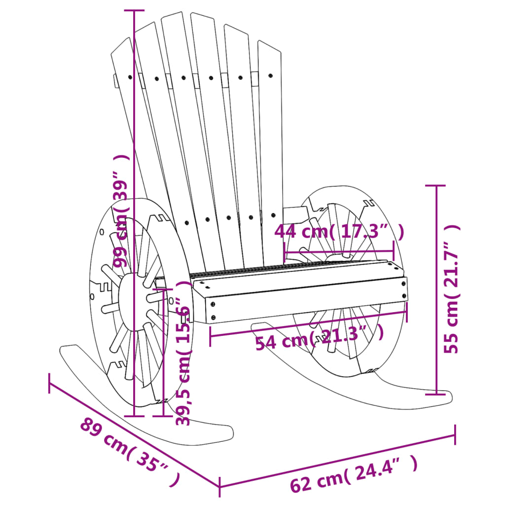 Sedie a Dondolo Adirondack 2 pz in Legno Massello di Abete 3207120