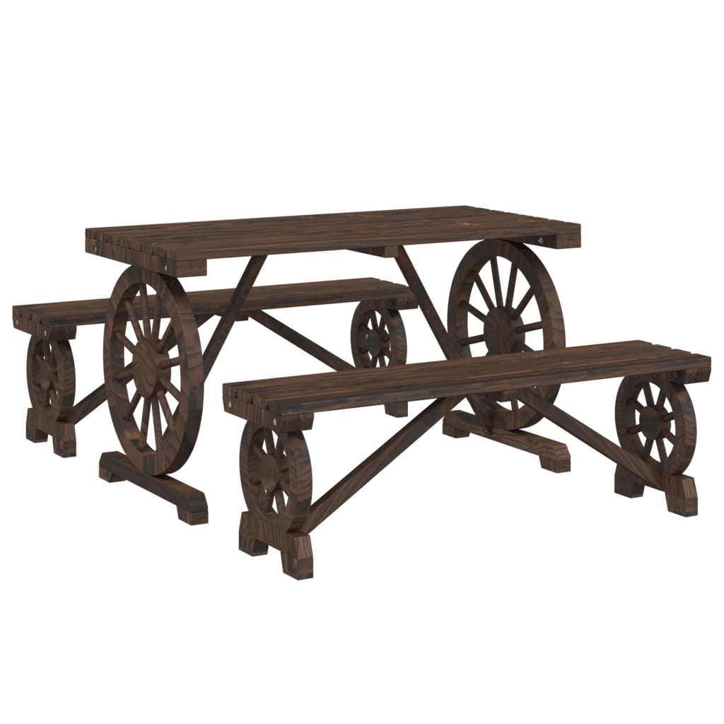 Set da Pranzo da Giardino 3 pz in Legno Massello di Abetecod mxl 92571