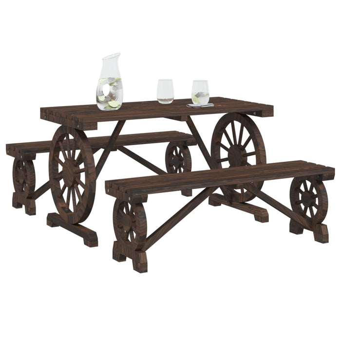 Set da Pranzo da Giardino 3 pz in Legno Massello di Abetecod mxl 92571