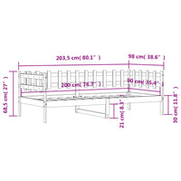 Dormeuse senza Materasso 90x200 cm in Legno Massello di Pino 840379
