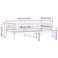 Dormeuse senza Materasso Bianca 90x190 cm Legno Massello Pino 840383