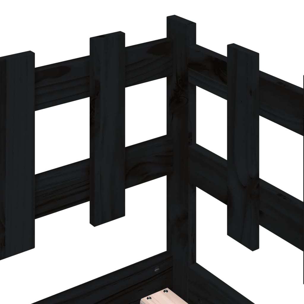 Dormeuse Nera 90x190 cm in Legno Massello di Pino